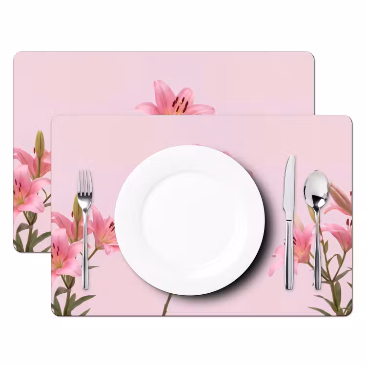 Placemat - 6 stuks - Bloemen - Zacht - Roze — 2