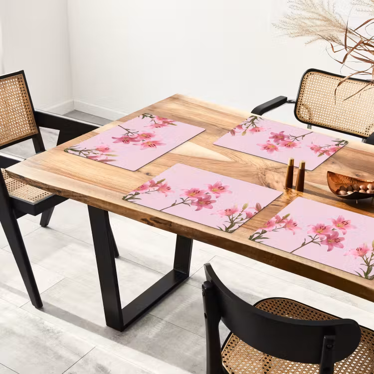 Placemat - 6 stuks - Bloemen - Zacht - Roze — 3