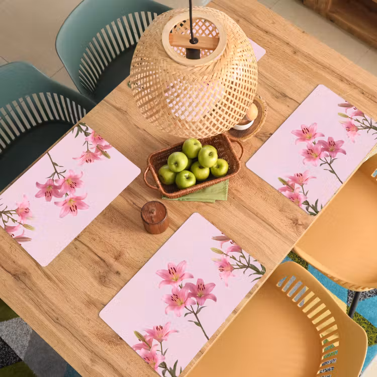 Placemat - 6 stuks - Bloemen - Zacht - Roze — 4