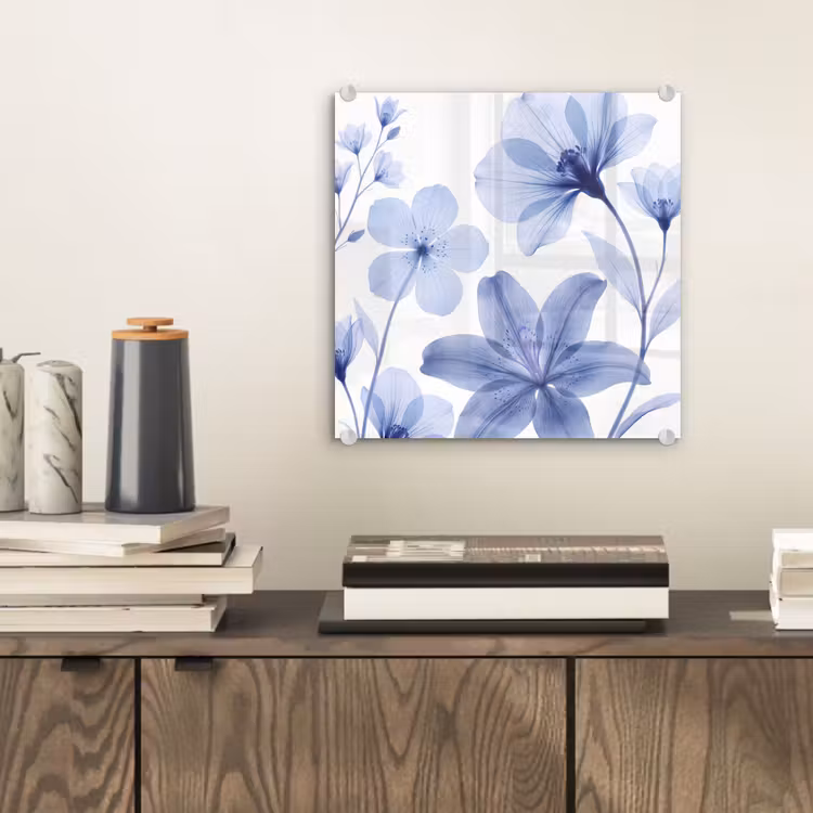 Glas schilderij - Blauwe bloemen - Natuur — 2