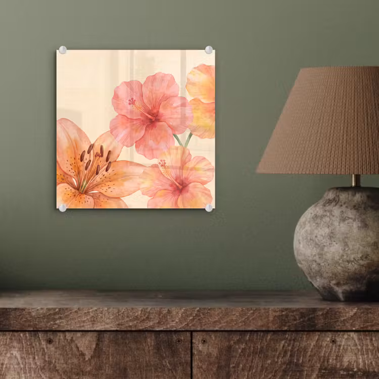 Glas schilderij - Bloemen - Aquarel - Natuur — 4