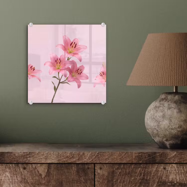 Glas schilderij - Bloemen - Zacht - Roze — 4