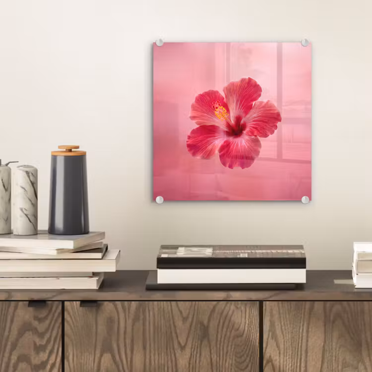 Glas schilderij - Rode bloem - Natuur — 2