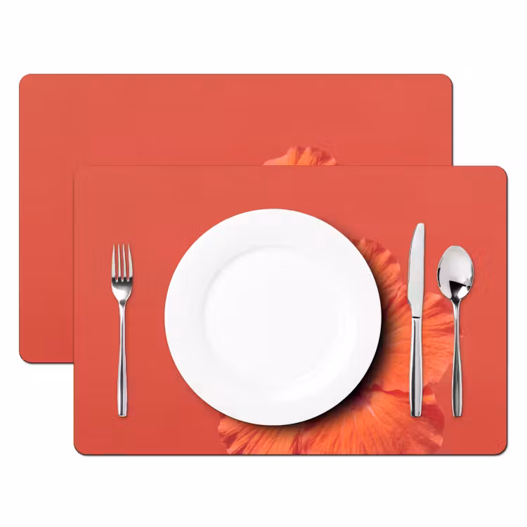 Placemat - 6 stuks - Bloemen - Oranje - Natuur — 2