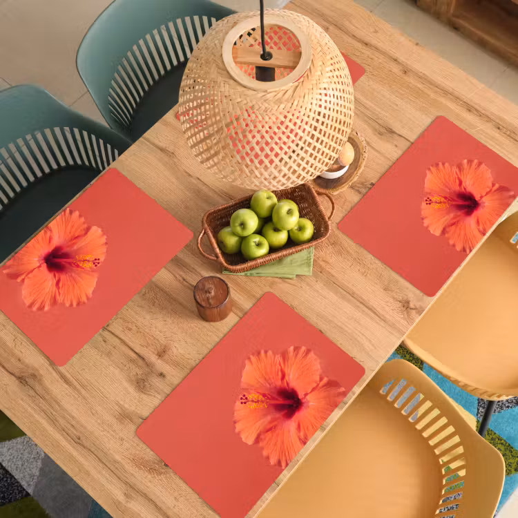 Placemat - 6 stuks - Bloemen - Oranje - Natuur — 4