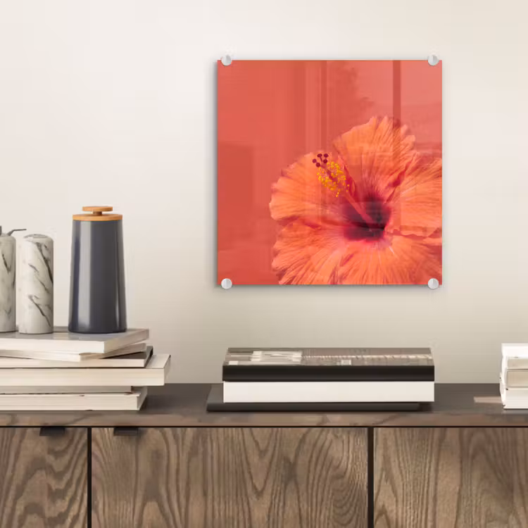 Glas schilderij - Bloemen - Oranje - Natuur — 2