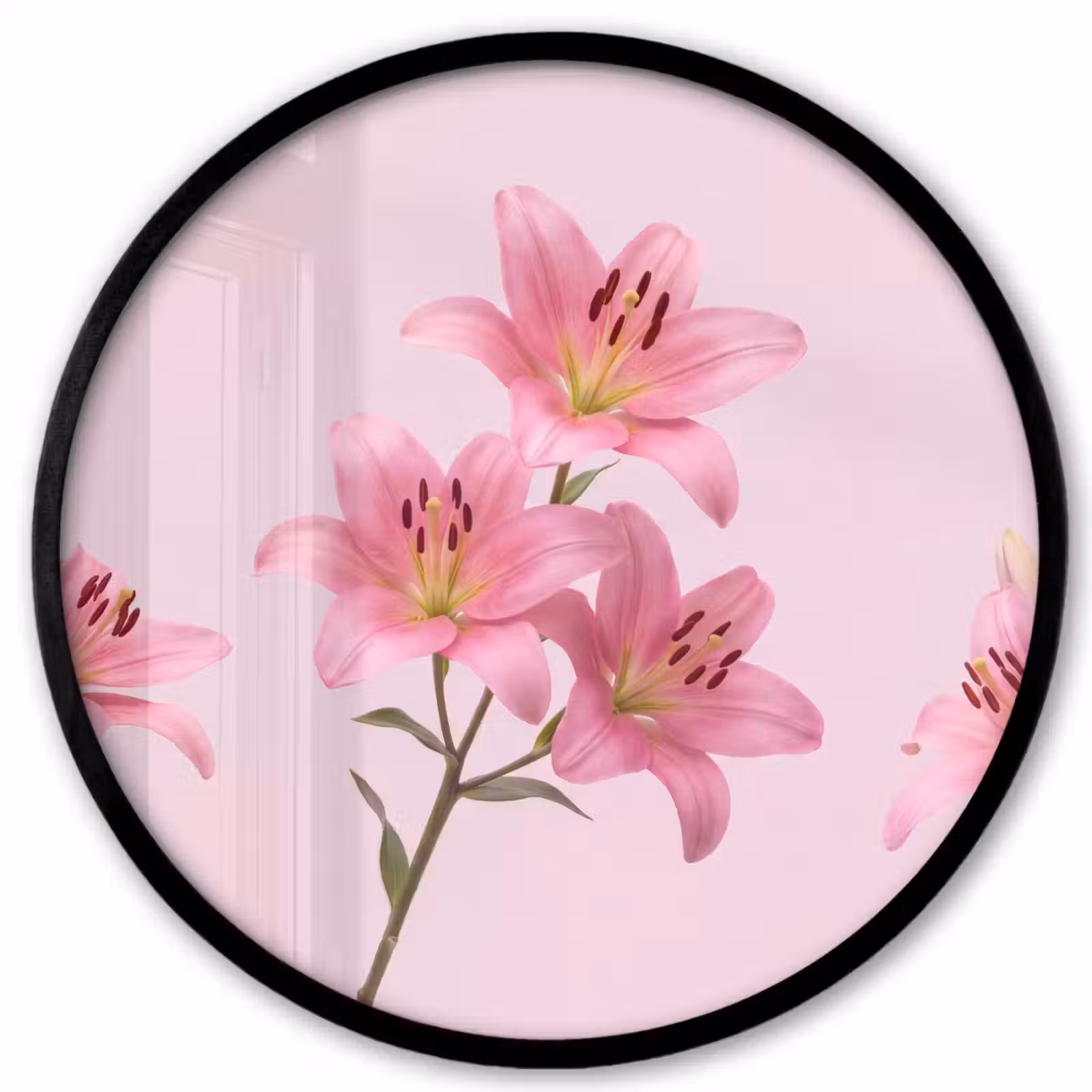 Ronde fotolijst - Bloemen - Zacht - Roze — 1