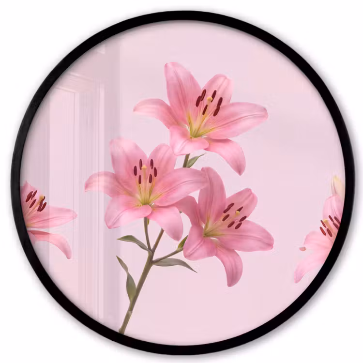 Ronde fotolijst - Bloemen - Zacht - Roze — 1