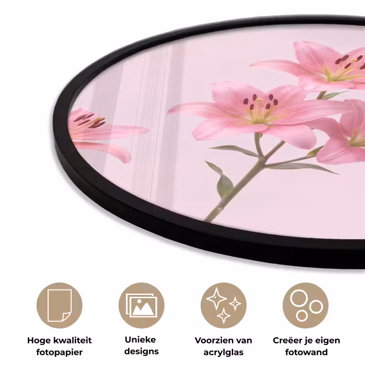 Ronde fotolijst - Bloemen - Zacht - Roze — 2