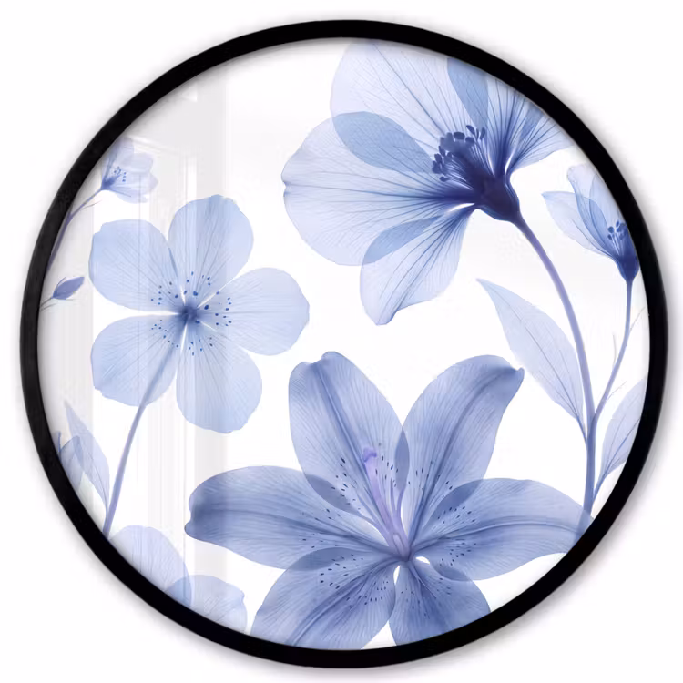 Ronde fotolijst - Blauwe bloemen - Natuur — 1