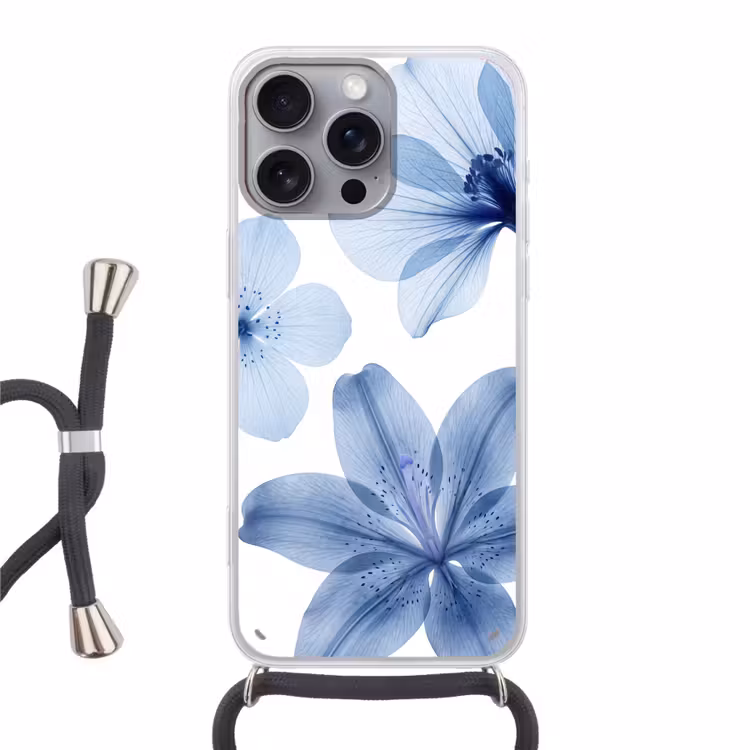 Telefoonhoesje met koord - Blauwe bloemen - Natuur — 1