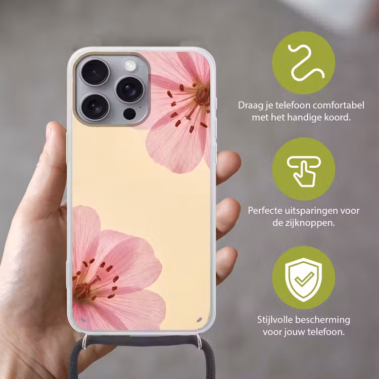 Telefoonhoesje met koord - Bloemen - Flora - Pastel — 4