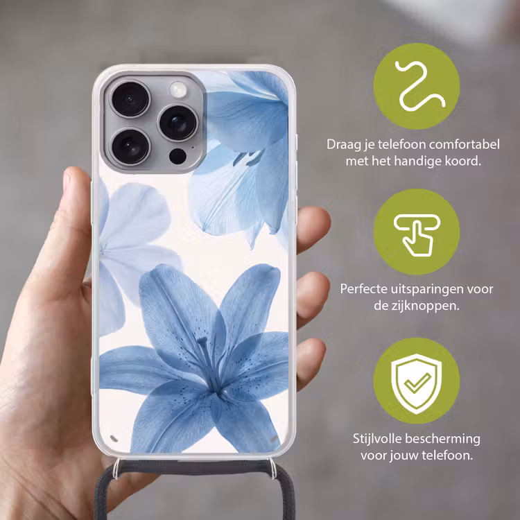Telefoonhoesje met koord - Bloemen - Transparant - Modern — 4