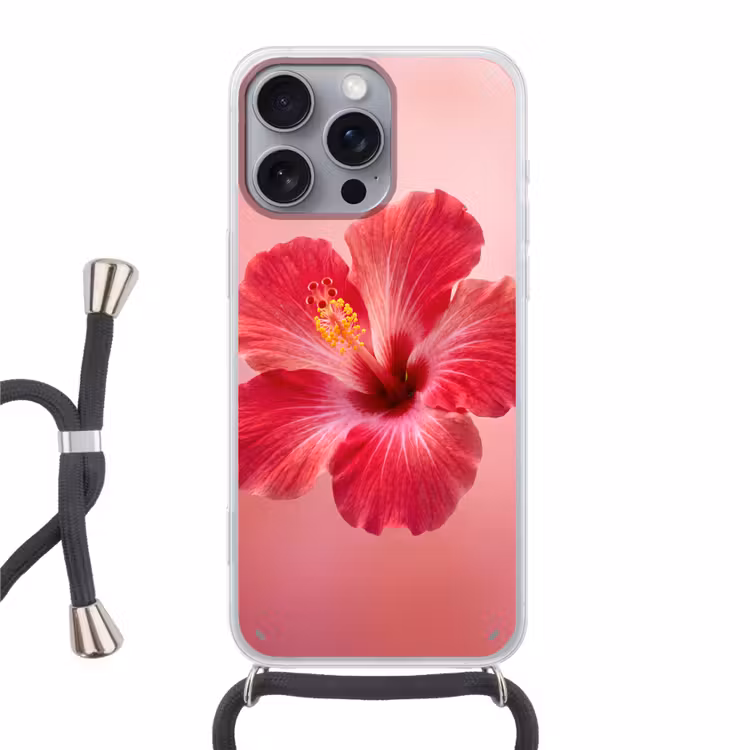 Telefoonhoesje met koord - Rode bloem - Natuur — 1