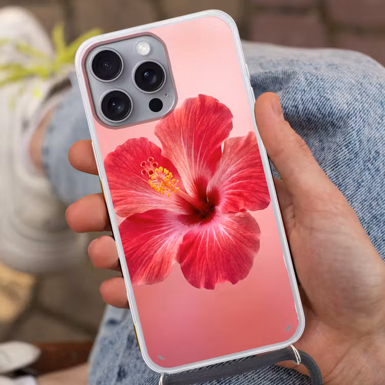 Telefoonhoesje met koord - Rode bloem - Natuur — 2