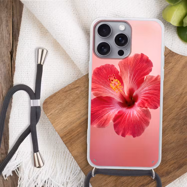 Telefoonhoesje met koord - Rode bloem - Natuur — 3
