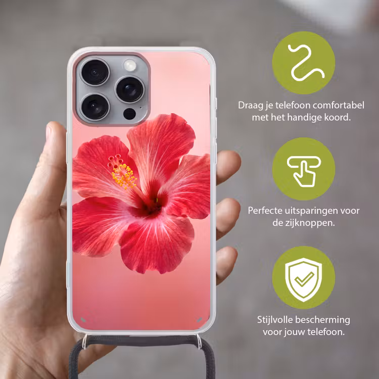 Telefoonhoesje met koord - Rode bloem - Natuur — 4