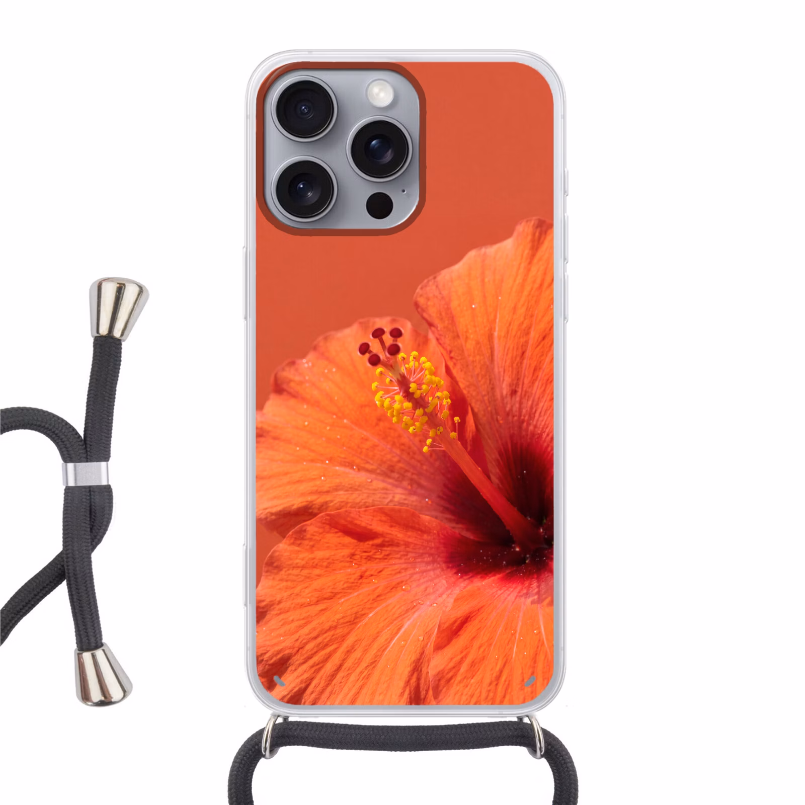 Telefoonhoesje met koord - Bloemen - Oranje - Natuur — 1