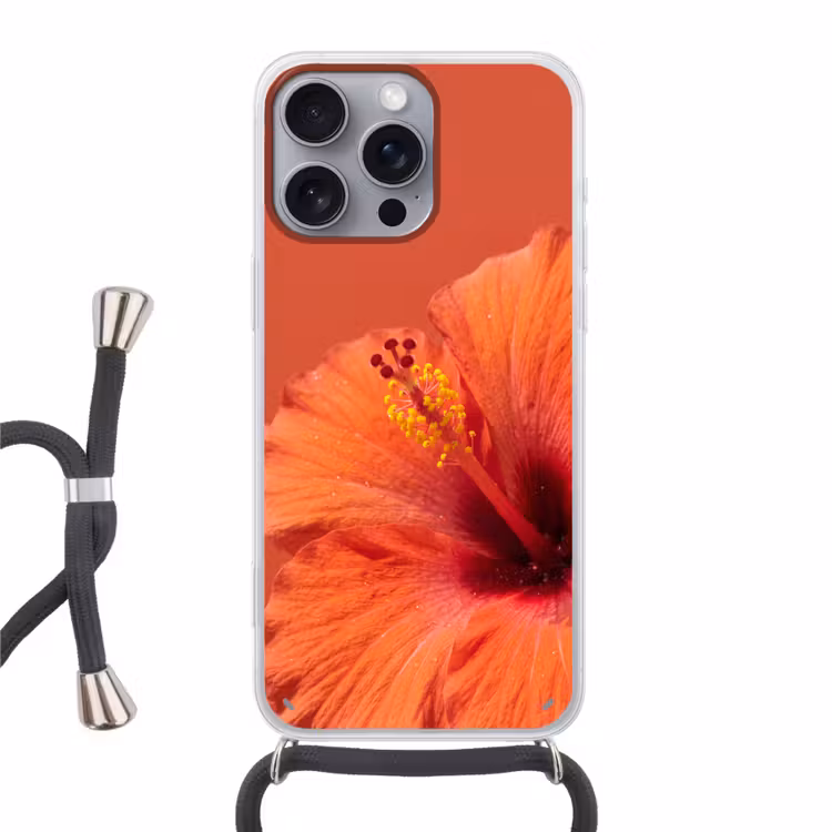 Telefoonhoesje met koord - Bloemen - Oranje - Natuur — 1
