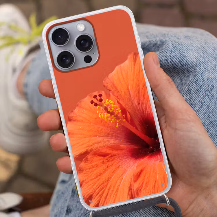 Telefoonhoesje met koord - Bloemen - Oranje - Natuur — 2