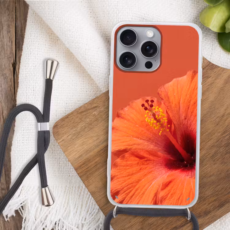 Telefoonhoesje met koord - Bloemen - Oranje - Natuur — 3