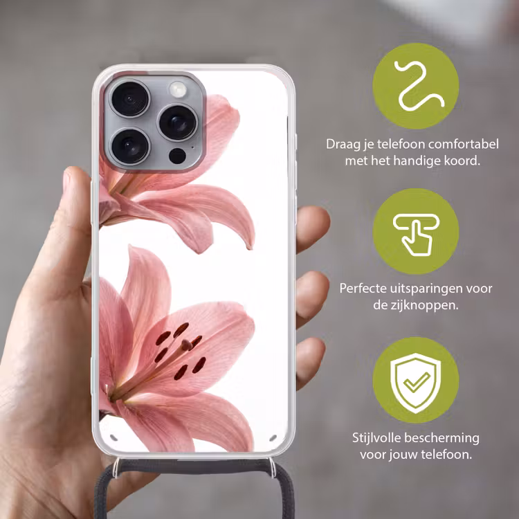 Telefoonhoesje met koord - Bloemen - Zacht - Modern — 4