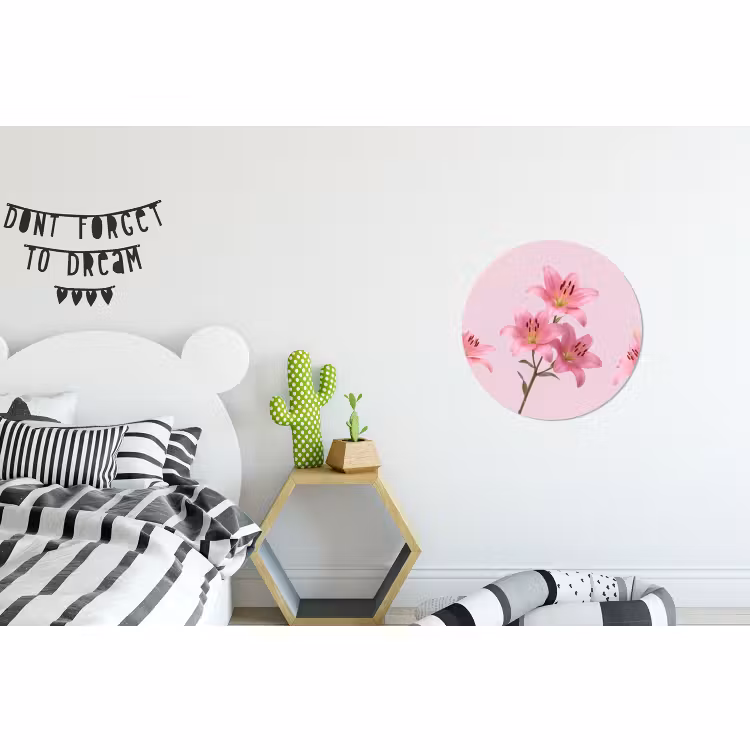 Muurcirkel aluminium - Bloemen - Zacht - Roze — 5
