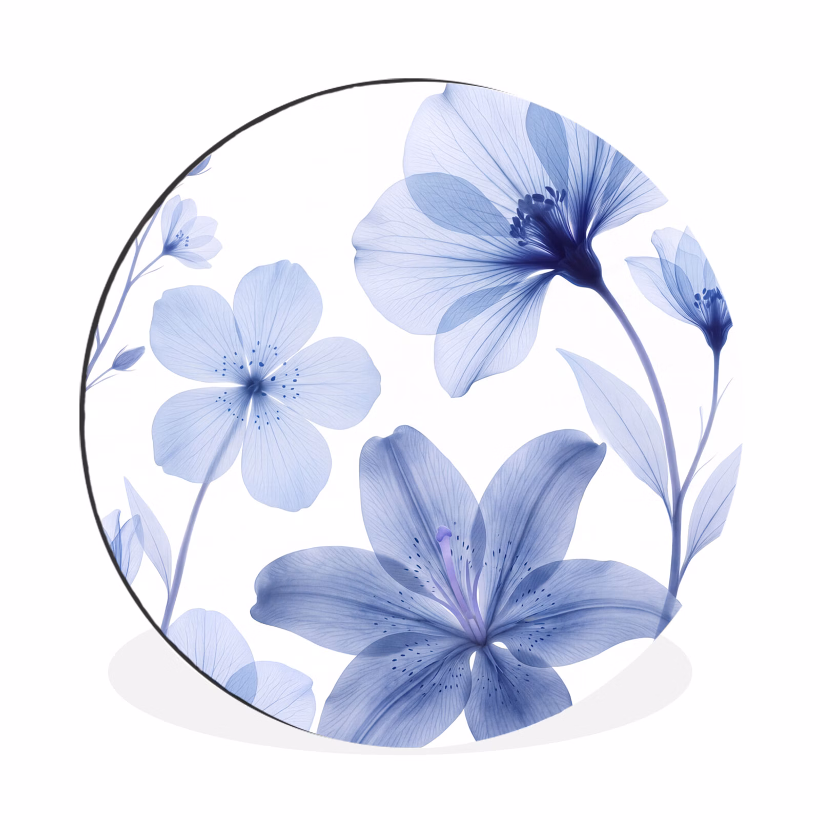 Muurcirkel aluminium - Blauwe bloemen - Natuur — 1