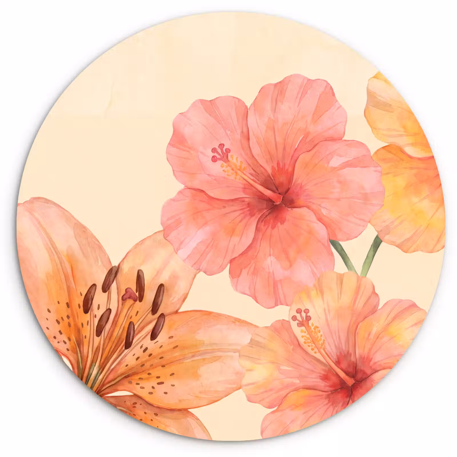 Muurcirkel glas - Bloemen - Aquarel - Natuur — 1