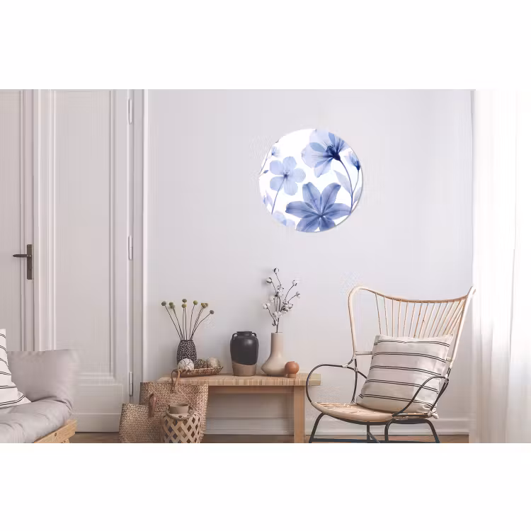 Muurcirkel aluminium - Blauwe bloemen - Natuur — 2