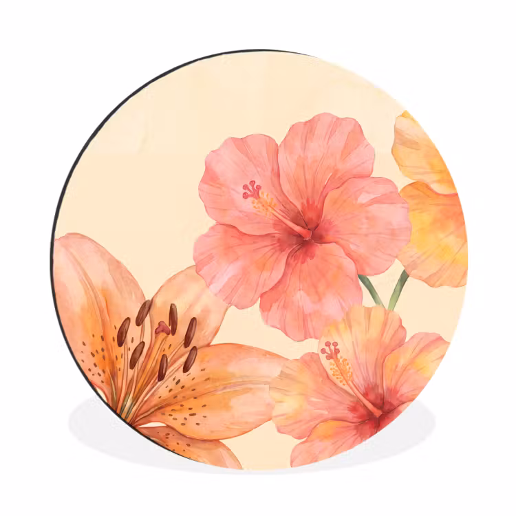 Muurcirkel aluminium - Bloemen - Aquarel - Natuur — 1