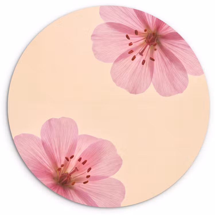 Muurcirkel glas - Bloemen - Flora - Pastel — 1