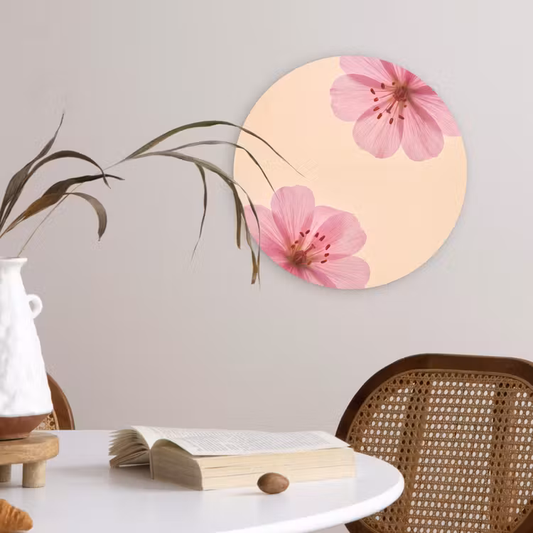 Muurcirkel glas - Bloemen - Flora - Pastel — 4