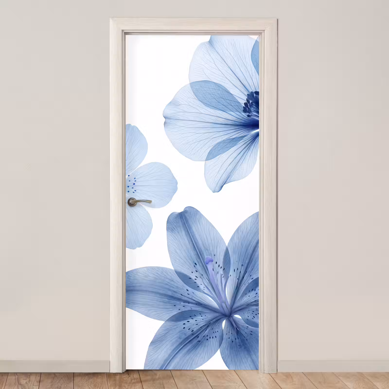 Deursticker - Blauwe bloemen - Natuur — 1