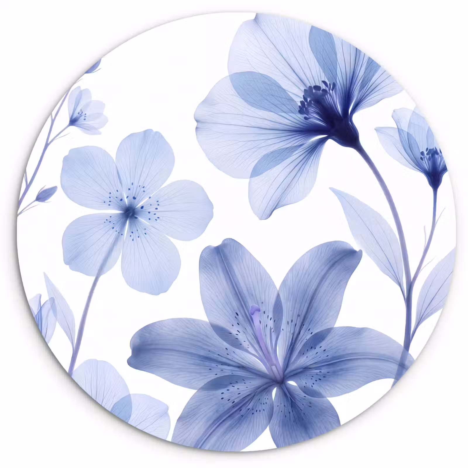 Muurcirkel glas - Blauwe bloemen - Natuur — 1