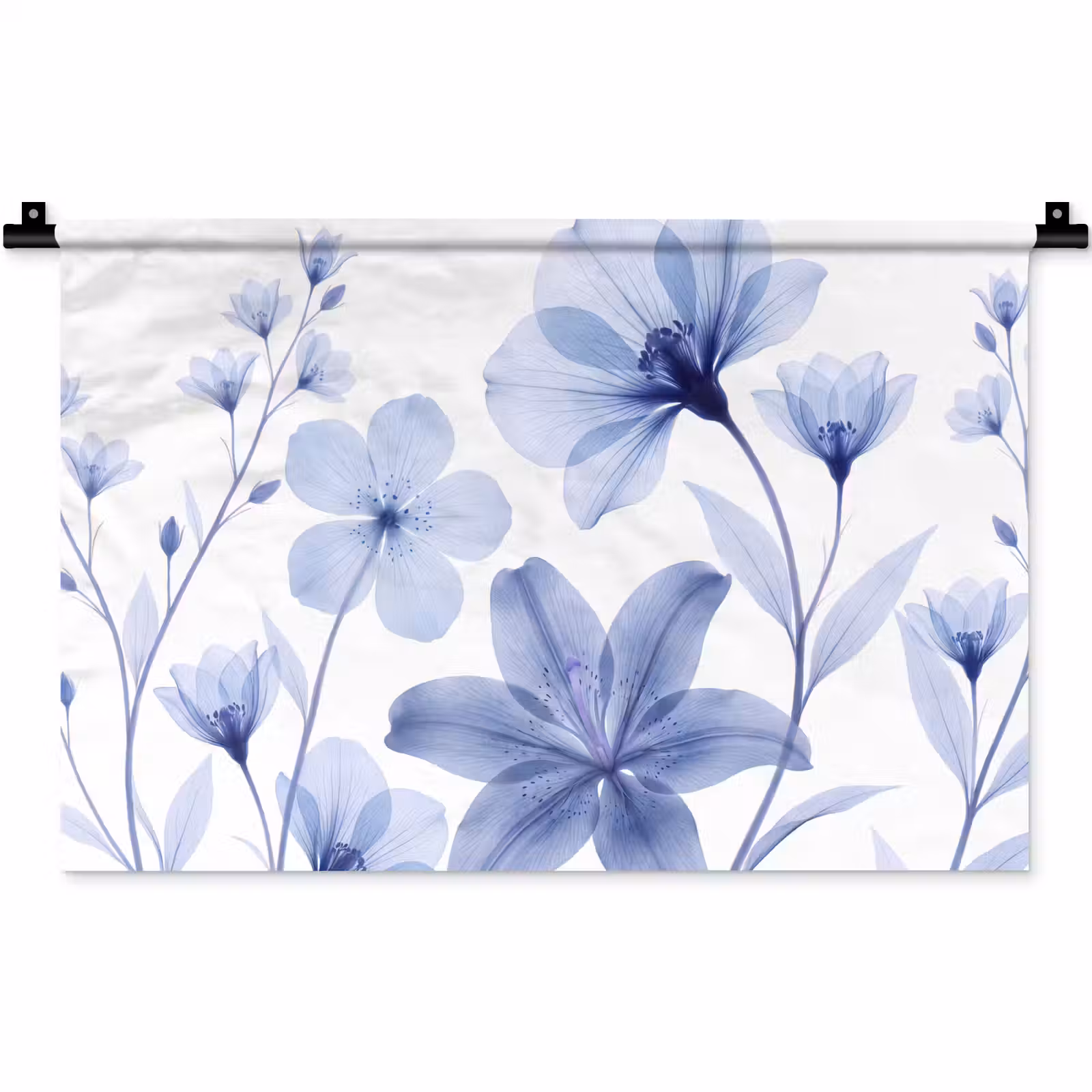 Wandkleed - Blauwe bloemen - Natuur — 1