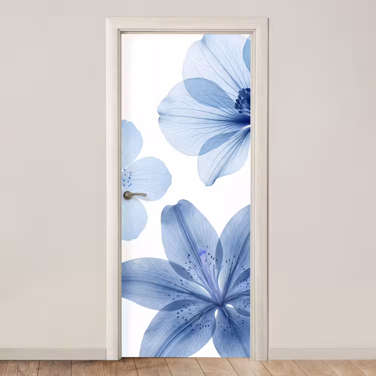 Deursticker - Blauwe bloemen - Natuur — 1
