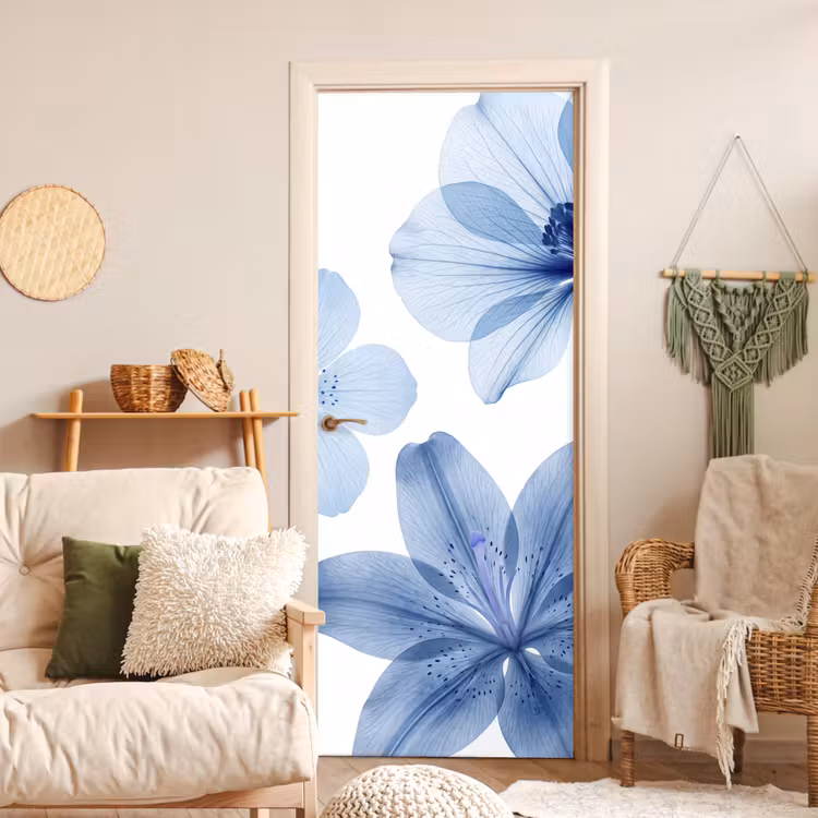 Deursticker - Blauwe bloemen - Natuur — 4
