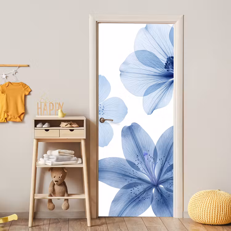 Deursticker - Blauwe bloemen - Natuur — 6