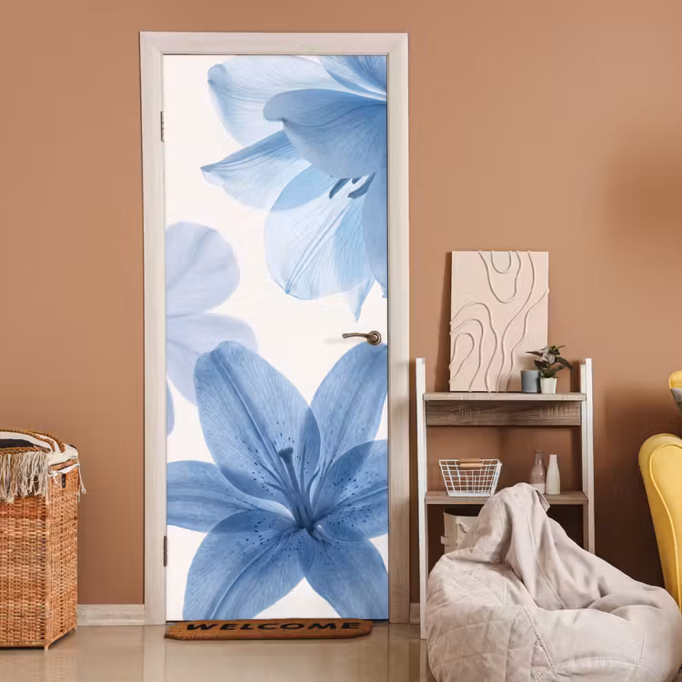 Deursticker - Bloemen - Transparant - Modern — 2