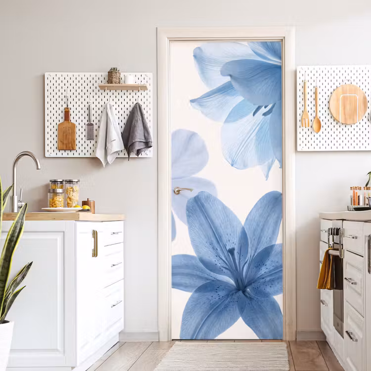 Deursticker - Bloemen - Transparant - Modern — 7