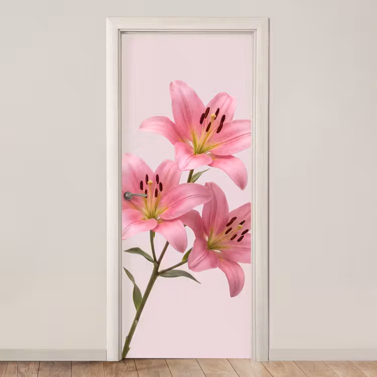 Deursticker - Bloemen - Zacht - Roze — 1