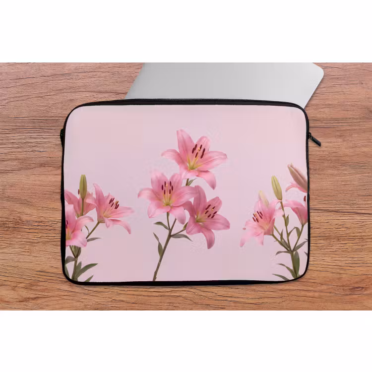 Laptophoes Bloemen - Zacht - Roze — 2