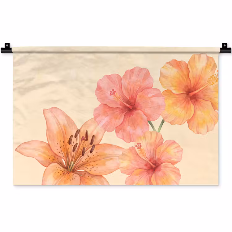 Wandkleed - Bloemen - Aquarel - Natuur — 1