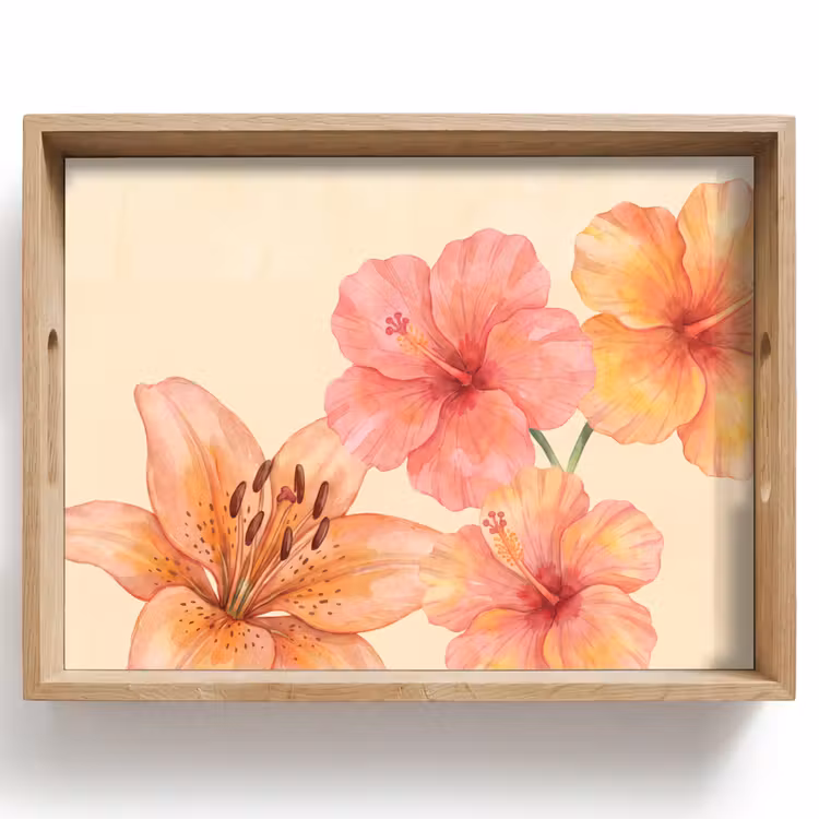 Dienblad - Bloemen - Aquarel - Natuur — 1