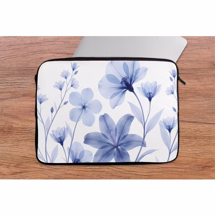 Laptophoes Blauwe bloemen - Natuur — 2