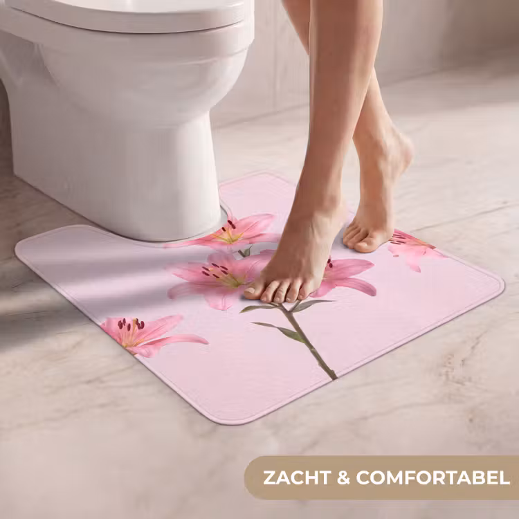 WC Mat - Bloemen - Zacht - Roze — 5