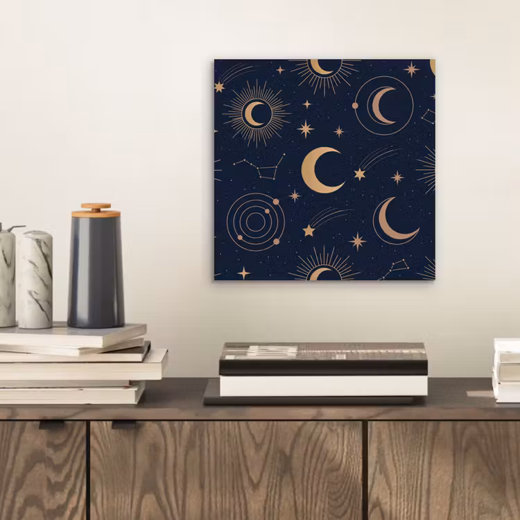 Aluminium schilderij - Maan - Sterren - Goud — 2