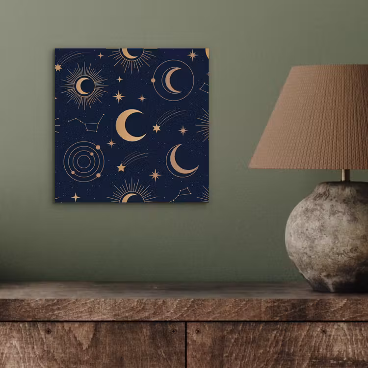 Aluminium schilderij - Maan - Sterren - Goud — 3