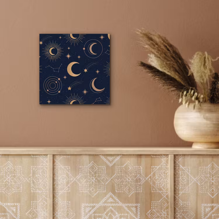 Aluminium schilderij - Maan - Sterren - Goud — 5